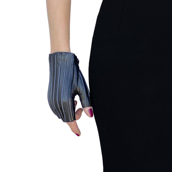 Rita Cuff - Women's Fingerless Leather Gloves