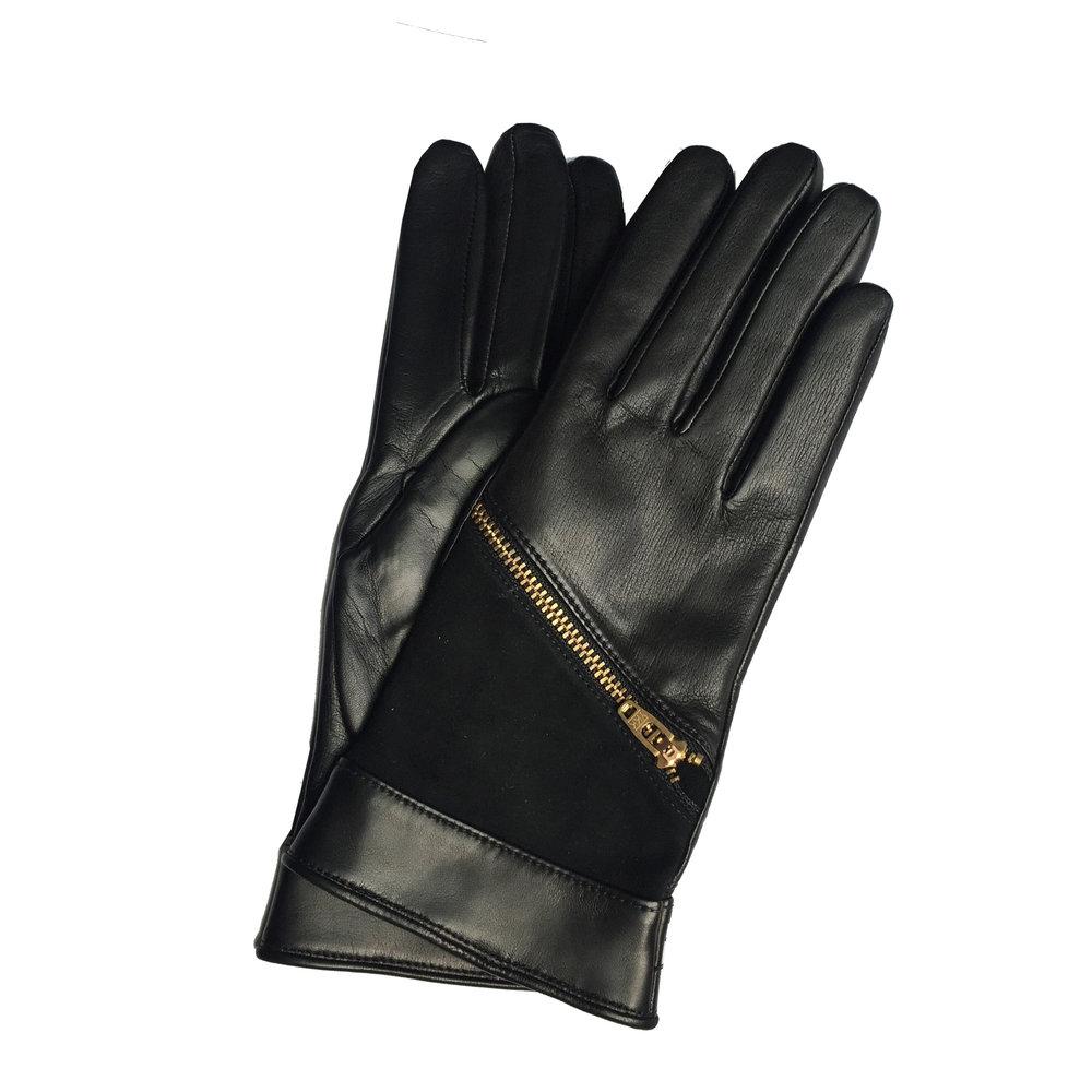 Jacqueline 2 - Women's Cashmere Lined Leather Gloves with Zip Detail ...